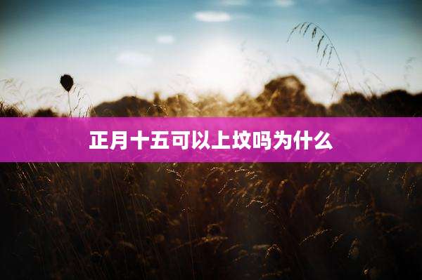 正月十五可以上坟吗为什么