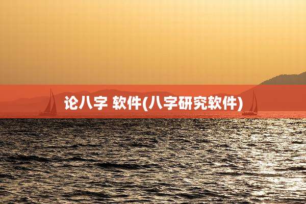 论八字 软件(八字研究软件)