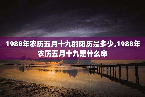 1988年农历五月十九的阳历是多少,1988年农历五月十九是什么命