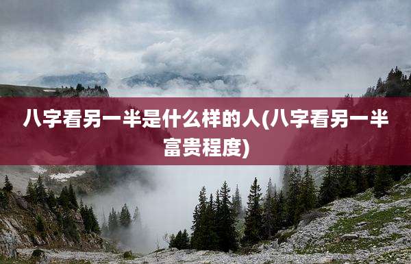八字看另一半是什么样的人(八字看另一半富贵程度)