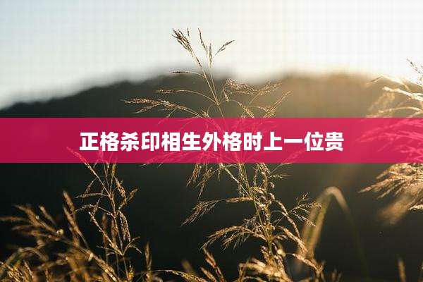 正格杀印相生外格时上一位贵