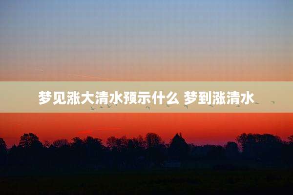 梦见涨大清水预示什么 梦到涨清水
