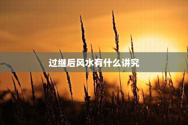 过继后风水有什么讲究