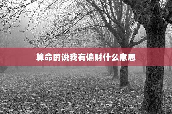 算命的说我有偏财什么意思