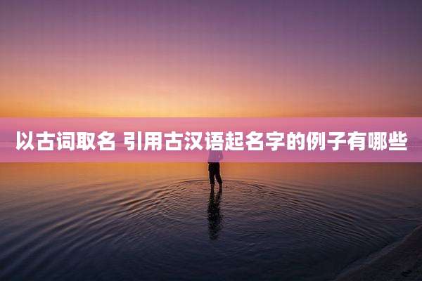 以古词取名 引用古汉语起名字的例子有哪些