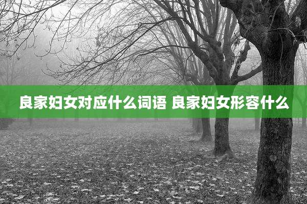 良家妇女对应什么词语 良家妇女形容什么