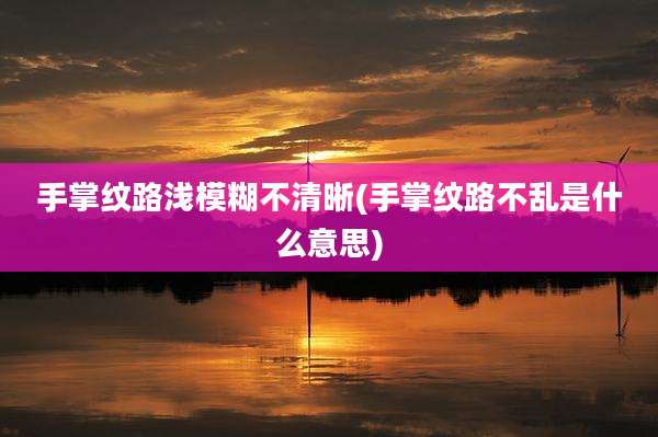 手掌纹路浅模糊不清晰(手掌纹路不乱是什么意思)