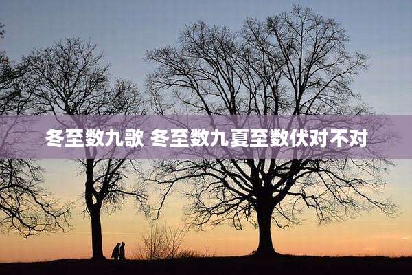 冬至数九歌 冬至数九夏至数伏对不对