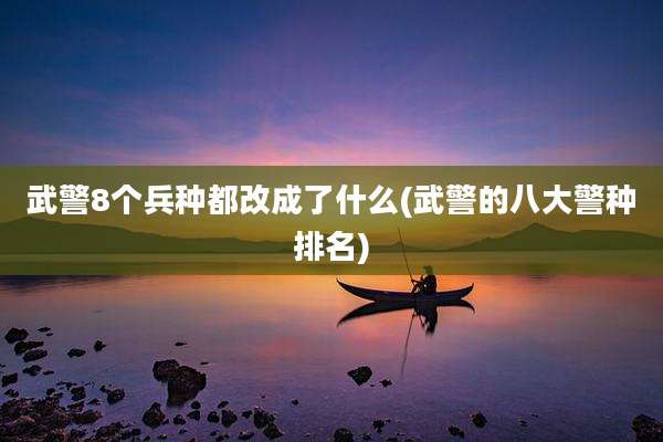 武警8个兵种都改成了什么(武警的八大警种排名)