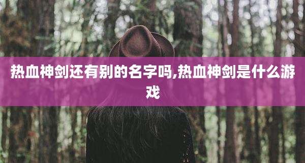 热血神剑还有别的名字吗,热血神剑是什么游戏
