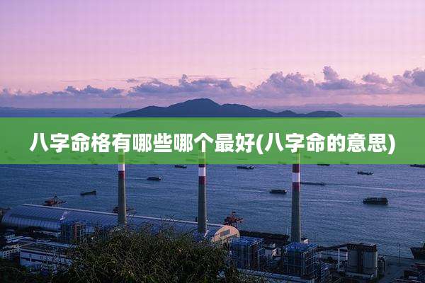 八字命格有哪些哪个最好(八字命的意思)