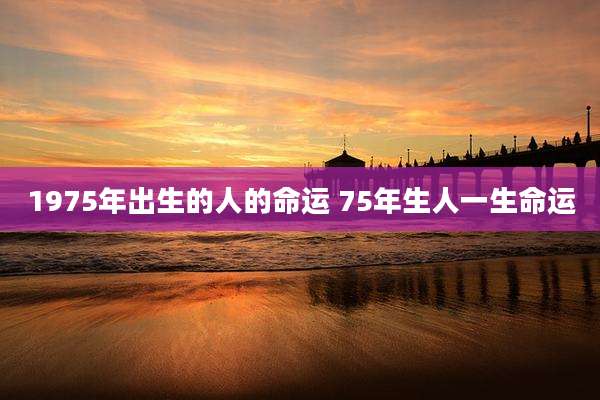 1975年出生的人的命运 75年生人一生命运