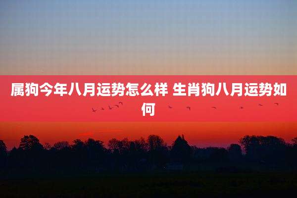 属狗今年八月运势怎么样 生肖狗八月运势如何