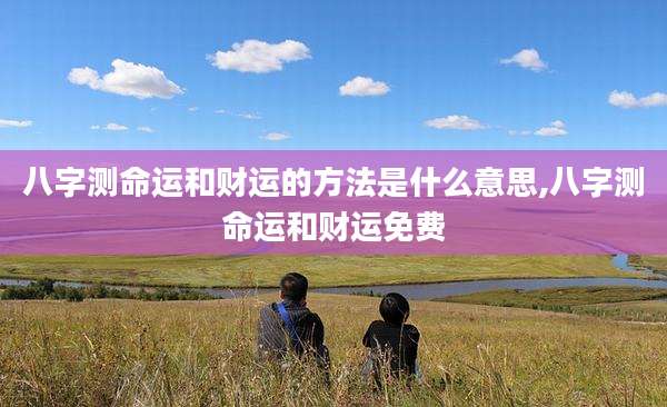 八字测命运和财运的方法是什么意思,八字测命运和财运免费