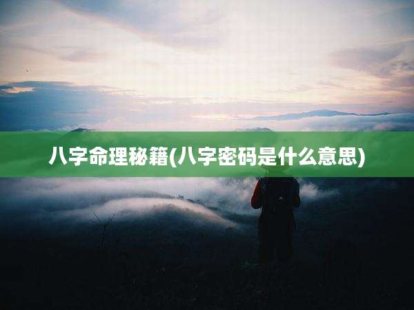 八字命理秘籍(八字密码是什么意思)