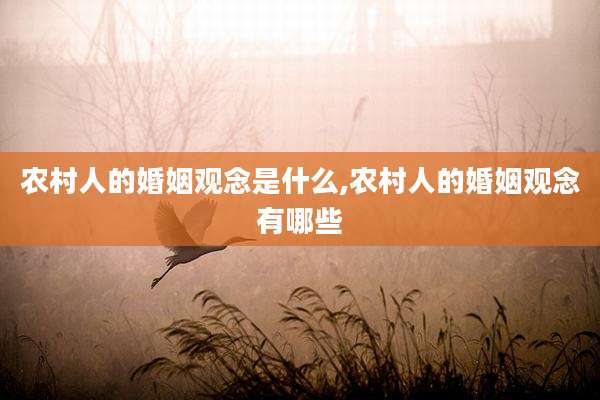 农村人的婚姻观念是什么,农村人的婚姻观念有哪些