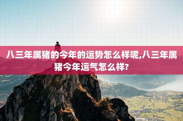 八三年属猪的今年的运势怎么样呢,八三年属猪今年运气怎么样?