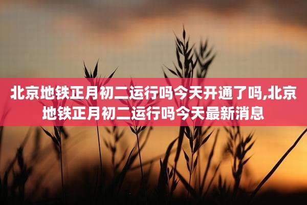 北京地铁正月初二运行吗今天开通了吗,北京地铁正月初二运行吗今天最新消息