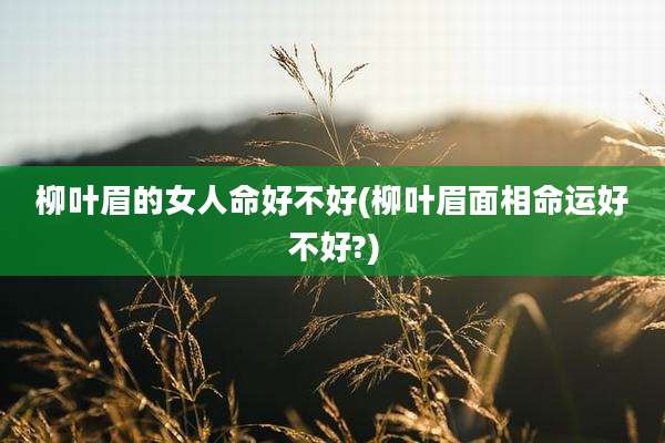 柳叶眉的女人命好不好(柳叶眉面相命运好不好?)