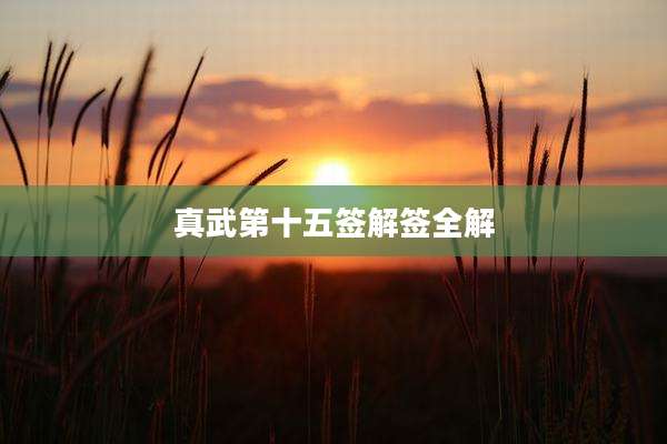 真武第十五签解签全解