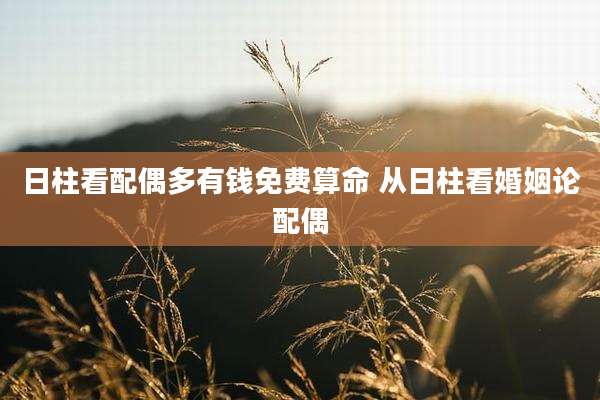 日柱看配偶多有钱免费算命 从日柱看婚姻论配偶