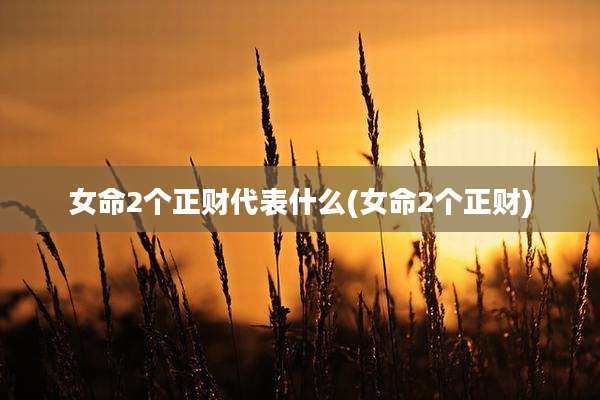 女命2个正财代表什么(女命2个正财)