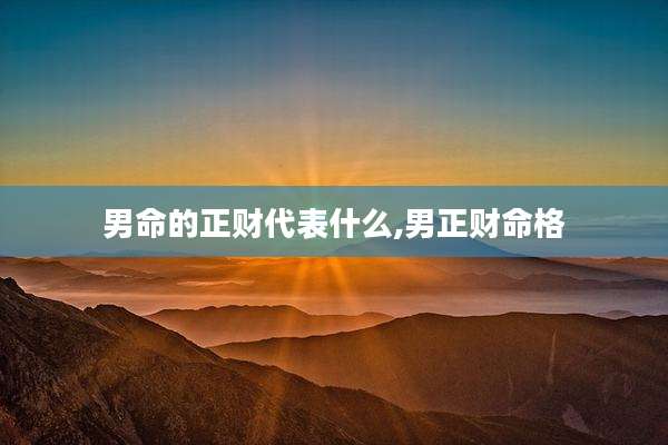 男命的正财代表什么,男正财命格