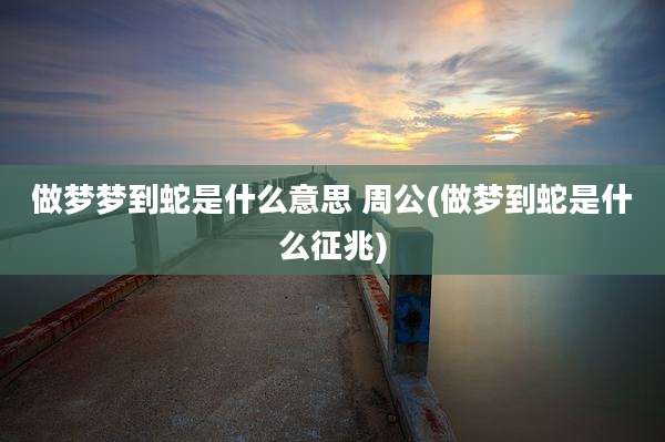 做梦梦到蛇是什么意思 周公(做梦到蛇是什么征兆)