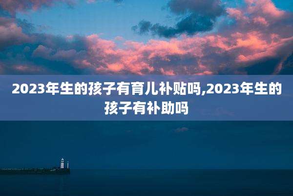 2023年生的孩子有育儿补贴吗,2023年生的孩子有补助吗