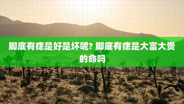 脚底有痣是好是坏呢? 脚底有痣是大富大贵的命吗