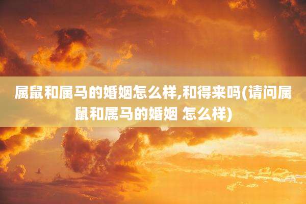 属鼠和属马的婚姻怎么样,和得来吗(请问属鼠和属马的婚姻 怎么样)