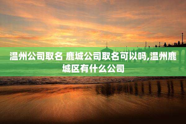 温州公司取名 鹿城公司取名可以吗,温州鹿城区有什么公司