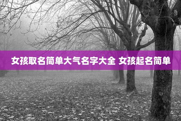 女孩取名简单大气名字大全 女孩起名简单