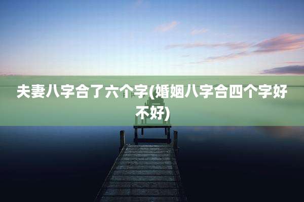 夫妻八字合了六个字(婚姻八字合四个字好不好)