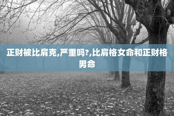 正财被比肩克,严重吗?,比肩格女命和正财格男命