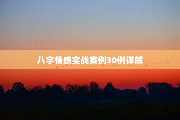 八字情感实战案例30例详解