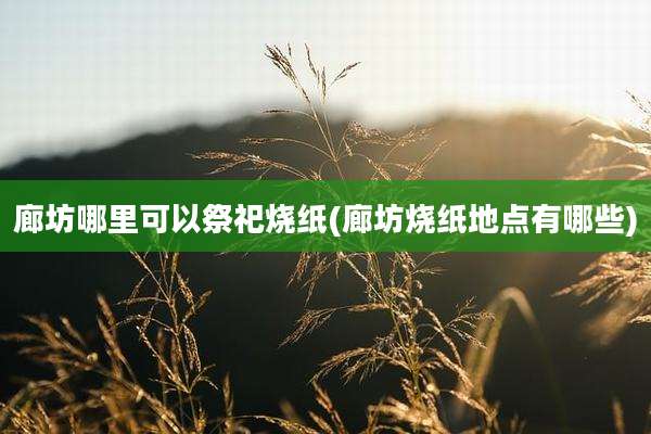 廊坊哪里可以祭祀烧纸(廊坊烧纸地点有哪些)