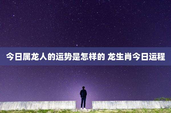 今日属龙人的运势是怎样的 龙生肖今日运程
