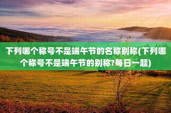 下列哪个称号不是端午节的名称别称(下列哪个称号不是端午节的别称?每日一题)