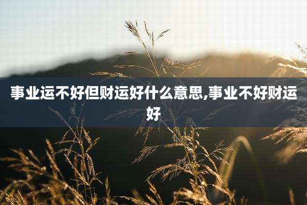 事业运不好但财运好什么意思,事业不好财运好
