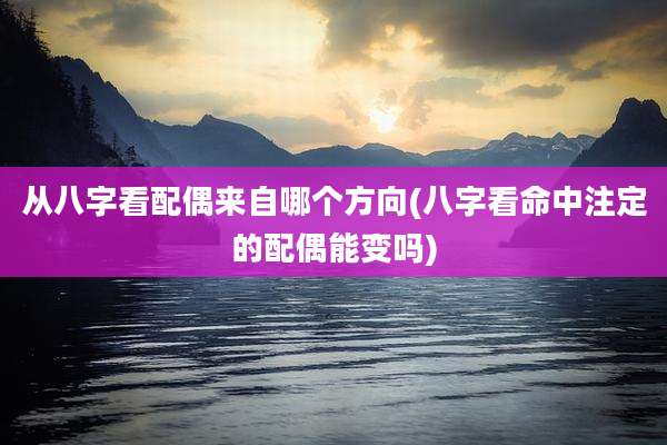 从八字看配偶来自哪个方向(八字看命中注定的配偶能变吗)