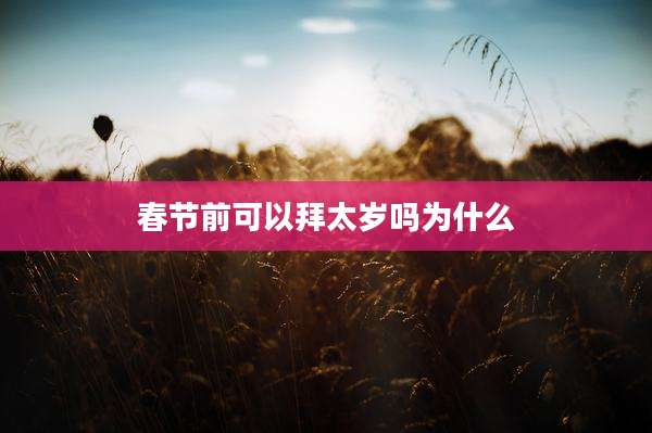 春节前可以拜太岁吗为什么