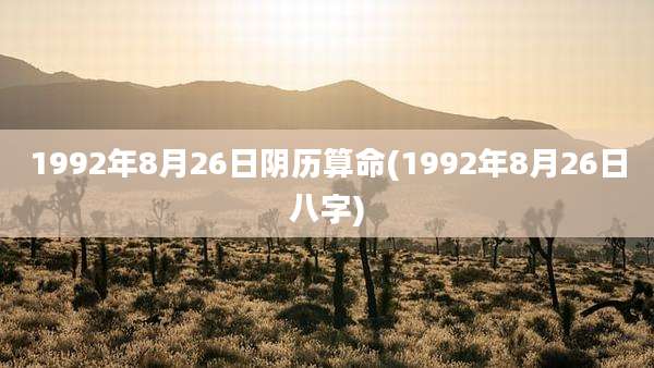1992年8月26日阴历算命(1992年8月26日八字)