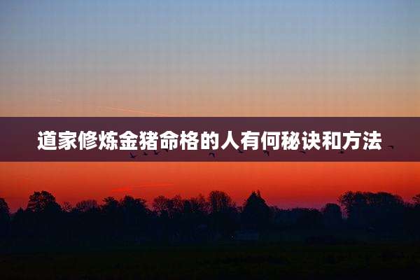 道家修炼金猪命格的人有何秘诀和方法