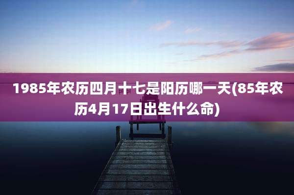 1985年农历四月十七是阳历哪一天(85年农历4月17日出生什么命)