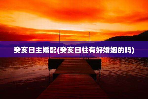 癸亥日主婚配(癸亥日柱有好婚姻的吗)