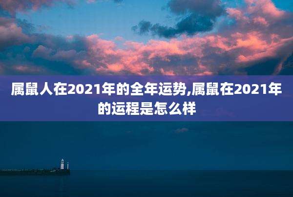 属鼠人在2021年的全年运势,属鼠在2021年的运程是怎么样