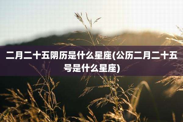 二月二十五阴历是什么星座(公历二月二十五号是什么星座)