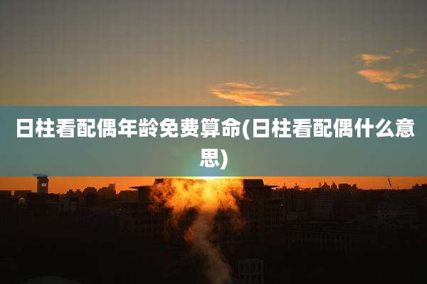 日柱看配偶年龄免费算命(日柱看配偶什么意思)