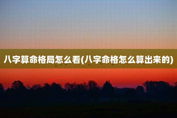 八字算命格局怎么看(八字命格怎么算出来的)